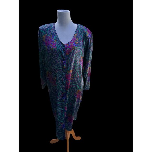 Victorias Secret Multicolor Floral Paisley Button-Up Gown M/L Gold Label - Picture 2 of 6